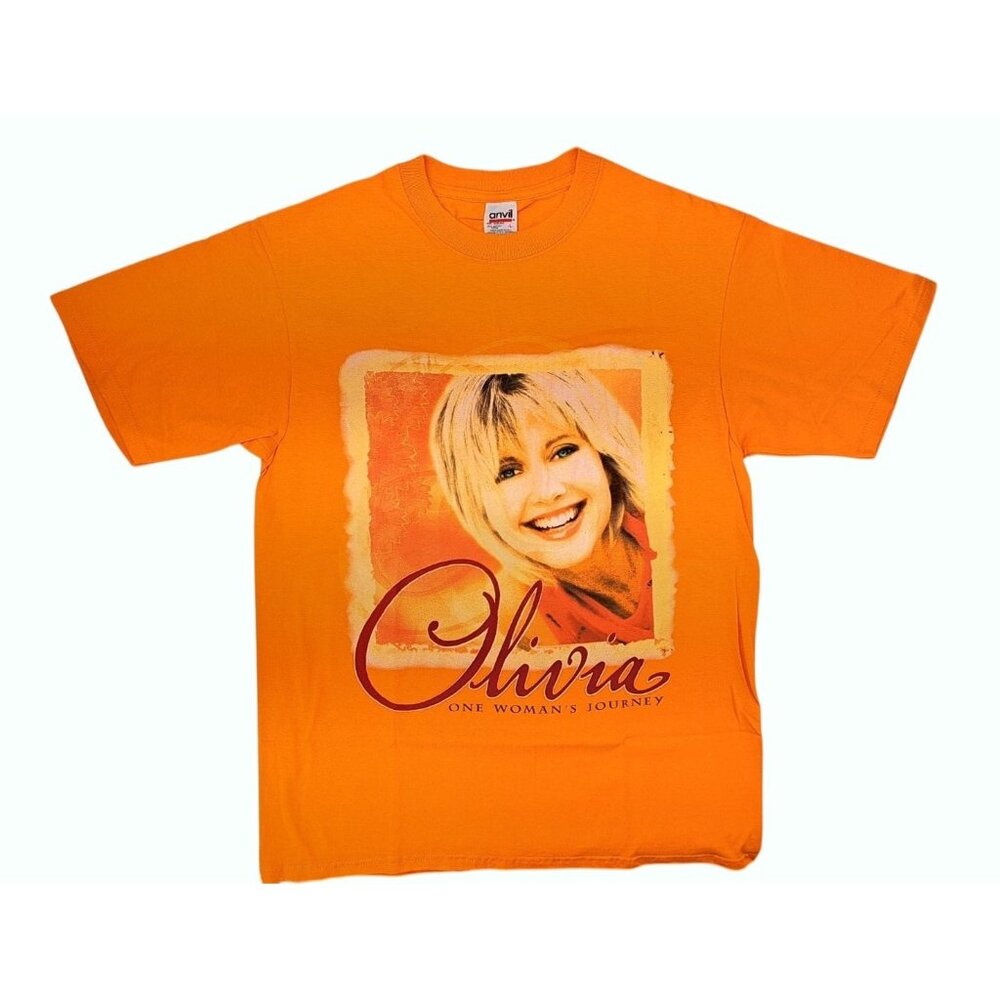 Vintage Olivia Newton-John One Woman's Journey Tour Orange T-Shirt Men Large